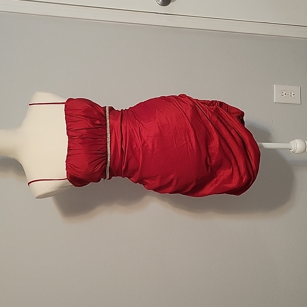 Eureka Red Satin Ruched Dress - Size L
